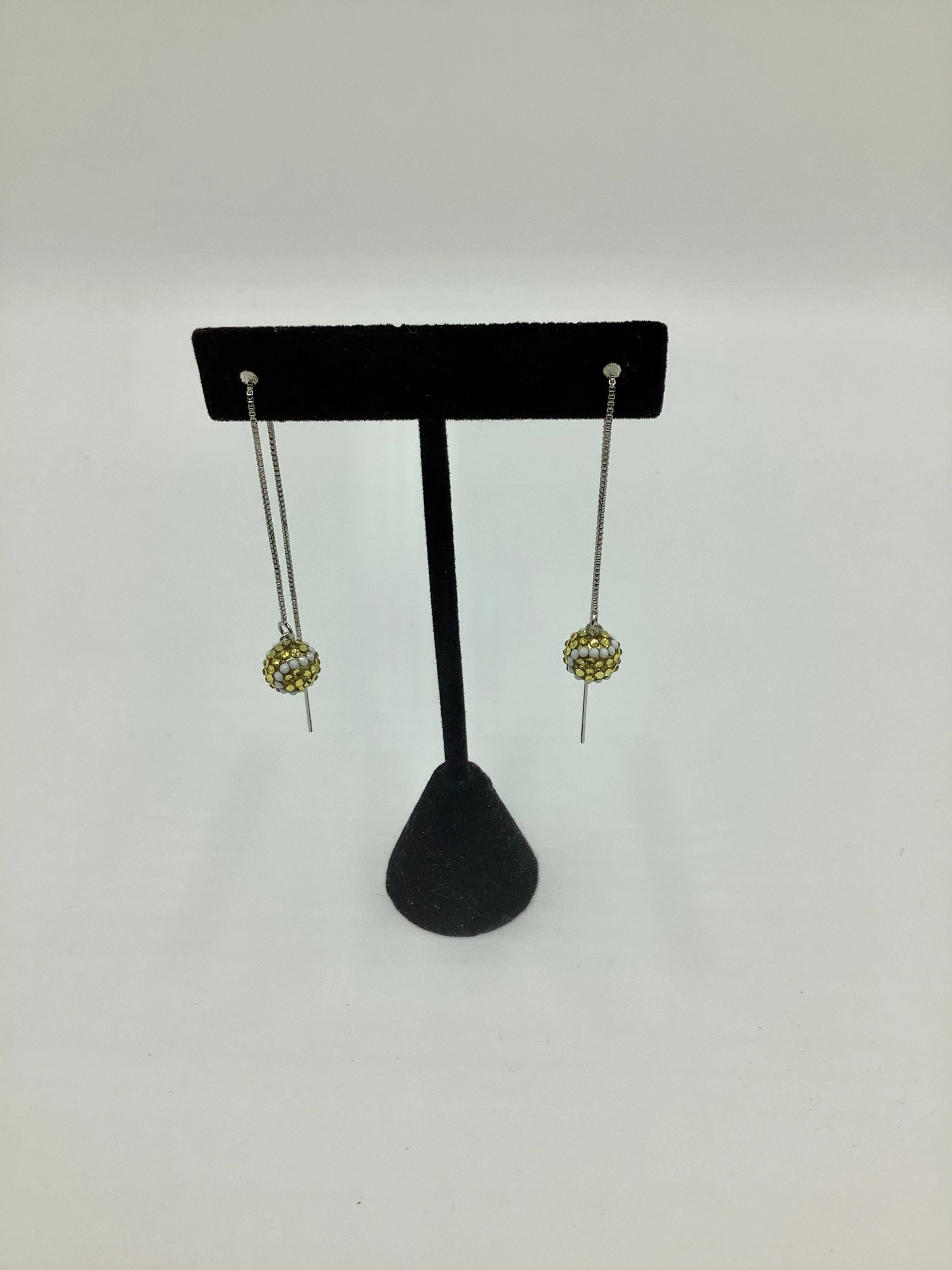 Emily Austin Crystal Tennis Ball Adjustable Dangle Earrings - Yellow 3 Emily Austin Crystal Tennis Ball Adjustable Dangle Earrings - Yellow