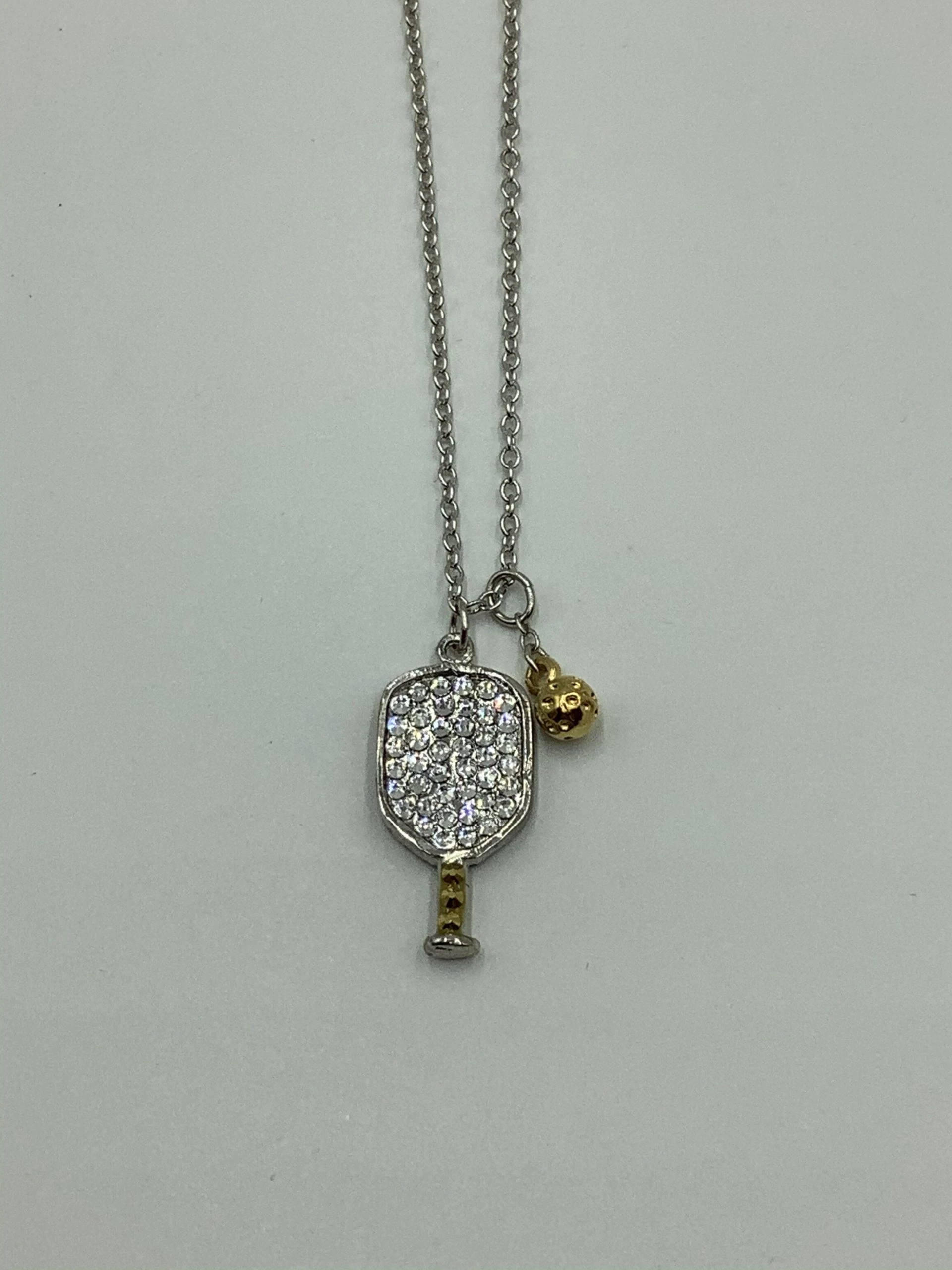 Emily Austin Gold Necklace With Large Crystal Pickleball Paddle 3 Emily Austin Gold Necklace With Large Crystal Pickleball Paddle