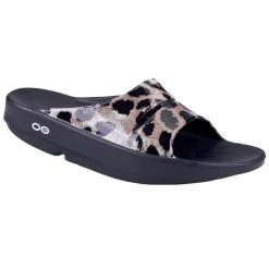 Oofos Women's Ooahh Luxe Slide Sandal - Leopard