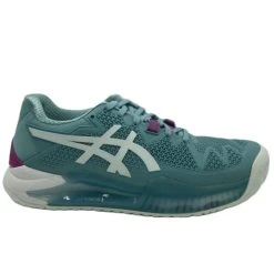 Asics Women's Gel Resolution 8 Tennis Shoes Wide D - Smoke Blue/ White