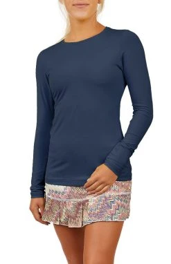 Sofibella UV Long Sleeve Tennis Top - Navy